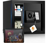 Coffre-fort numérique pour la maison, avec sac résistant au feu, coffre-fort encastrable de 40 litres avec étagère amovible, port USB-C, mode alarme et mode silencieux, coffre-fort mural pour l'argent