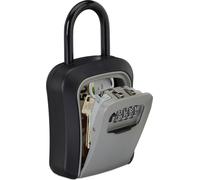 Coffre-fort pour clés 10 places, code à 4 chiffres, anse de suspension, usage extérieur, H x L x P : 17,5 x 9,5 x 4 cm, noir/gris