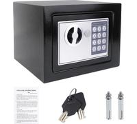 Coffre-fort pour la maison et le bureau - Modèle 17E - Coffre-fort électronique - Serrure à clavier numérique - 2 clés - Compact - Noir