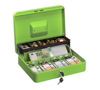 Coffre-fort Relaxdays verrouillable, insert pièces, 4 fentes billets | Caisse en fer, dimensions : H x L x P = 8,5 x 30,5 x 24,5 cm