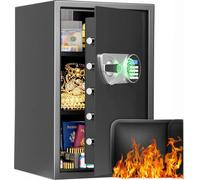 Coffre-fort - SF0606 H55 - Capteur d'empreintes digitales, serrure à clavier, écran LCD, double système d'alarme e rechange, version UE - Rouge
