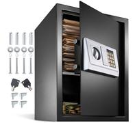 Coffre-fort - TECTAKE - Coffre électronique double-boulons en acier avec 2 clés, code digital et un tapis, 50 x 35 x 34,5 cm - Noir