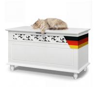 Coffre en bois Jersey CASARIA® Blanc vintage XXL espace de rangement banquette boîte Commode coffre à linge blanc 80x40cm