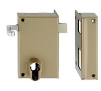 Coffre monopoint en applique pour cylindre européen vertical tirage droite doré HERACLES MX-8827-01