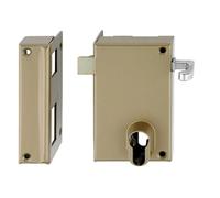 Coffre monopoint en applique pour cylindre européen vertical tirage gauche doré - - MX-8827-02