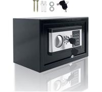 Coffre numérique acier 38x30x30 - 22L - Clé sécurité - Anti-feu/étanche - Noir/argent - Naizy