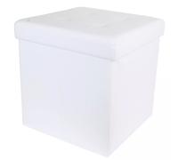 Coffre pouf décoratif 38x38x38 cm aspect matelassé collection CHIC blanc
