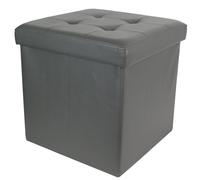 Coffre pouf décoratif 38x38x38 cm aspect matelassé collection CHIC gris