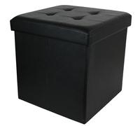 Coffre pouf décoratif 38x38x38 cm aspect matelassé collection CHIC noir