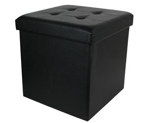 Coffre pouf décoratif 38x38x38 cm aspect matelassé collection CHIC noir