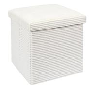 Home Deco Factory – Coffre pouf pliable Scott – Côtelé, Dimensions 38×38×38 cm, Beige