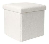 Coffre Pouf Pliable Blanc Tissu Bouclettes - FLOKI - ALTOBUY Blanc G