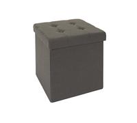 Coffre Pouf Pliable Capitonné Coloris Gris - NORA -