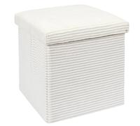 Coffre pouf pliable côtelé 38x38x38 cm collection VICTOR beige