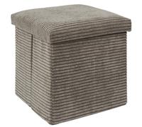 Coffre pouf pliable côtelé 38x38x38 cm collection VICTOR taupe
