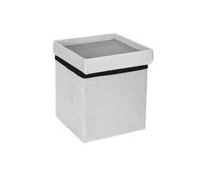 Coffre pouf pliable gris compatible briques