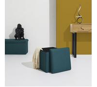 Home Deco Factory Pouf coffre pliable HD0504 – Design contemporain, multifonctionnel – M Bleu