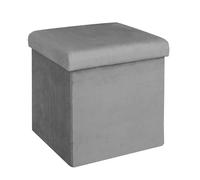 Coffre Pouf Pliable Rangement Gain de Place Velours Cotele Gris
