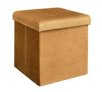 Coffre Pouf Pliable Rangement Gain de Place Velours Cotele Jaune
