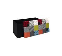Coffre pouf pliable rectangulaire couvercle patchwork