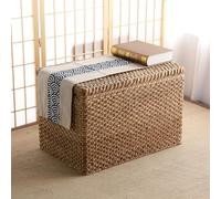 Coffre rustique en rotin tissé pour chambre à coucher Banc en jonc de mer Taille : 50 x 40 x 45 cm