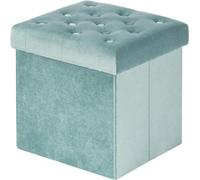Coffre-siège Fluwele avec espace de rangement - Coffre-banquette en tissu vert - Pouf à couvercle rabattable - 40 x 40 x 40 cm