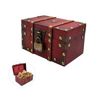 Coffre Tresor Bois Vintage Rouge 18cm Lot de 1 - 1 pièce, rouge, 18x11cm - boite rangement enfant pirate decoration cadeau Lumiryn