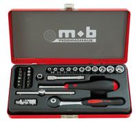 Coffret 1/4 29 pièces douilles 6 pans et cliquet rond MOB