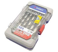 Coffret 100 pièces TIVOLY - 100 forets métaux HSS taillés meulés pointe en croix