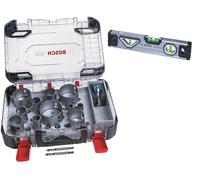Coffret 11 trépans PRO Multi Material Power Change Plus + 2 forets HSS-G + 1 Adaptateur - 14 pièces + Niveau à bulle – BOSCH – 2608901907