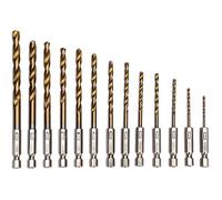 Coffret 13 forets hélicoïdaux - AIMOONSA - HSS 1,5-6,5 mm - TiN - Tige hex. 6,35 mm - Pointe 45°