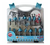 Coffret 14 fraises de défonceuse - plaquettes carbure - queue 8 mm LEMAN