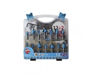 Coffret 14 fraises de défonceuse - plaquettes carbure - queue 8 mm LEMAN