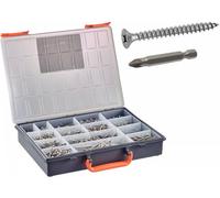 Coffret 1664 Pcs Vis Bois Aggloméré Tête Fraisée Pozidriv + Embouts - Inox A2 - D-Work