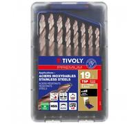 Coffret 19 forets métaux HSS taillés meulés affûtage Tivoly Smart Point - Ø 1 à 10 mm TIVOLY