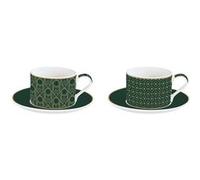 Coffret 2 tasses Déjeuner Charleston 24 cl - Porcelaine décorée