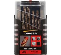 Coffret 25 pièces HSS cobalt 5% de Ø 1 à 13 mm - DIAGER - 707D