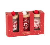 Coffret 3 bougies de Noël en verre avec couvercle 3x45 16.5x8.5x5.5cm