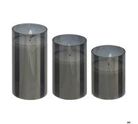 Coffret 3 bougies LED Sena noir H10/12/15cm - Atmosphera Créateur d'intérieur