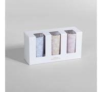 Coffret 3 lumignons parfumés en verre motif floral, parfum ''Nuage de coton'' 16x8x5cm Jaune