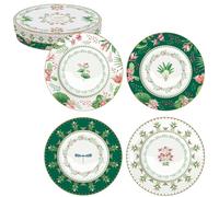 COFFRET 4 ASSIETTES DESSERT Ø 19CM EN PORCELAINE BOTANIC CHIC