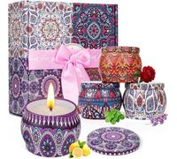 Coffret 4 bougies parfumées 4,4 oz DASINKO - Citron, Rose, Vanille, Lavande - Cire de soja 100%