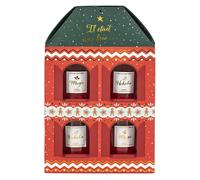 Coffret 4 Bougies Parfumées Maison Noël 18cm Rouge