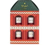 Coffret 4 Bougies Parfumées Maison Noël 18cm Rouge