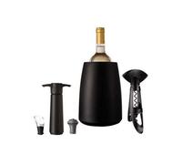 VacuVin Wine Set Elegant : Seau à vin Noir + Twister + Anti-Goutte + Pompe Noire + Bouchon Gris