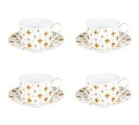 Coffret 4 tasses à thé avec sous tasses Eleor 18 cl - Table Passion - Or / Doré - Porcelaine G