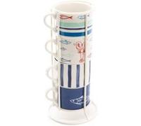 Coffret 4 tasses déjeuner Ariel - Amadeus - Bleu - Porcelaine BLEU G