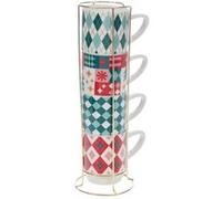 Coffret 4 tasses déjeuner Santa - Amadeus - Multicolore - Porcelaine Multicolore