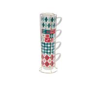 Coffret 4 tasses déjeuner Santa - - Multicolore - Porcelaine