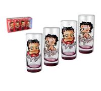 Coffret 4 Verres Paillettes Betty Boop - Verre plat - Compatibilité lave-vaisselle - 4 pièces